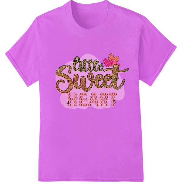 Little Sweet Heart graphic with pink heart and sparkly text design, suitable for DTF or direct-to-film printing on apparel