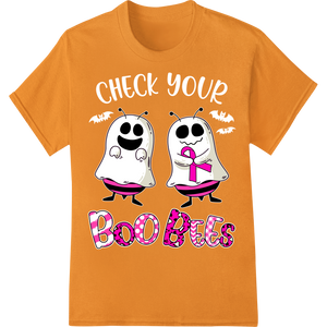 Adorable 'Boo Bees' Ghost Cartoon - Halloween DTF Print on orange shirt - SUPERDTF-DTF Prints-DTF Transfers-Custom DTF Prints