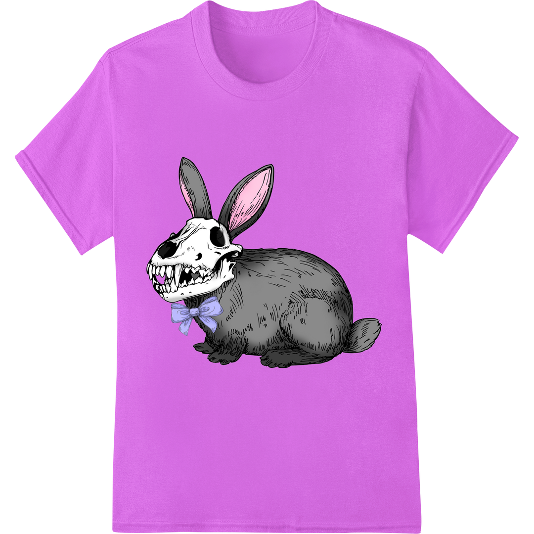 Spooky Easter Bunny DTF Print: Edgy Skeleton Rabbit Transfer on purple shirt - SUPERDTF-DTF Prints-DTF Transfers-Custom DTF Prints