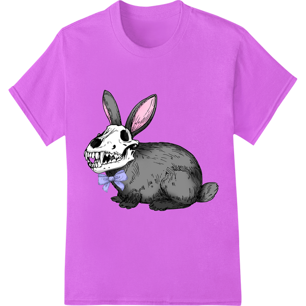 Spooky Easter Bunny DTF Print: Edgy Skeleton Rabbit Transfer on purple shirt - SUPERDTF-DTF Prints-DTF Transfers-Custom DTF Prints