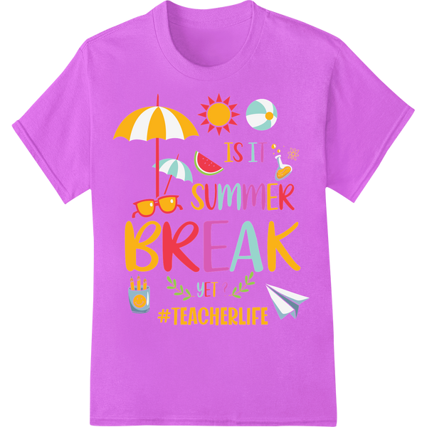 Retro Teacher's Summer Break Countdown DTF Print Transfer on purple shirt - SUPERDTF-DTF Prints-DTF Transfers-Custom DTF Prints