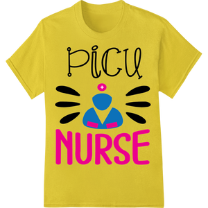 PICU Nurse Pride - Bold Heat Transfer Design for Scrubs featuring professional durable print transfers