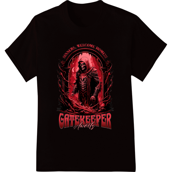 Gatekeeper: Unleash Your Dark Side This Halloween on black shirt - SUPERDTF-DTF Prints-DTF Transfers-Custom DTF Prints