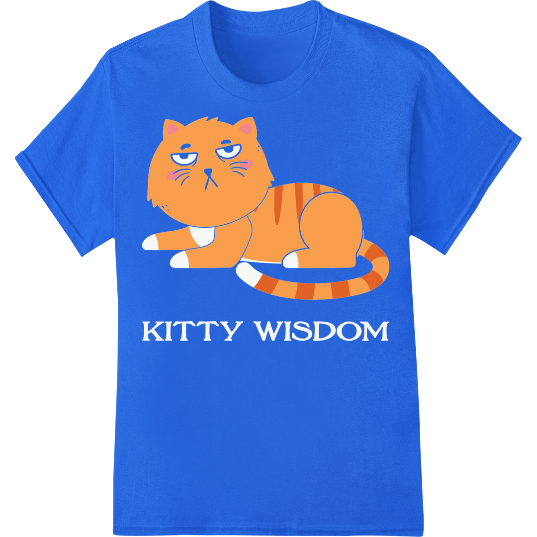 Adorable Cartoon Cat Heat Transfer - Purrfect for Cat Lovers on blue shirt - SUPERDTF-DTF Prints-DTF Transfers-Custom DTF Prints