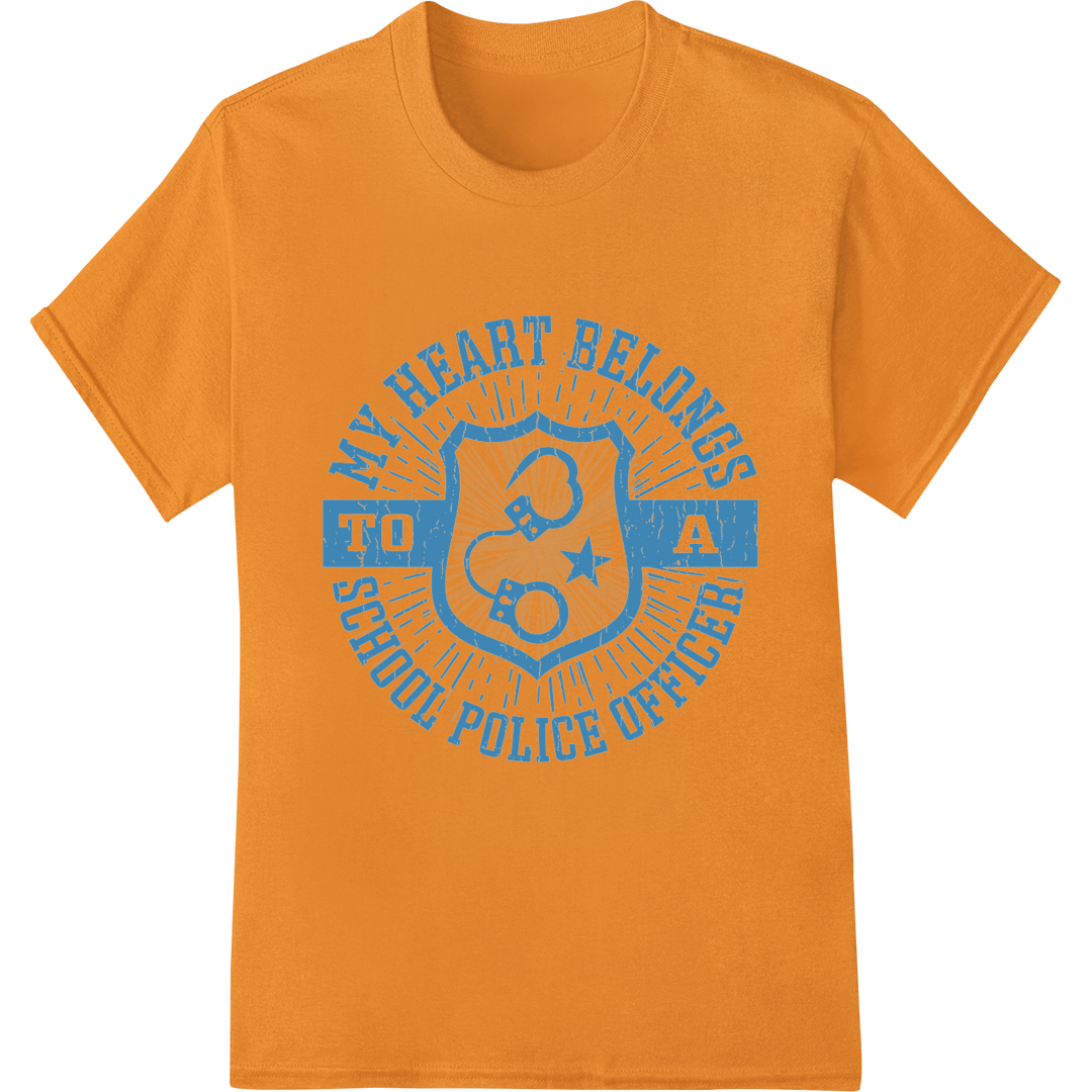 DTF Print: Support School Police Officers Blue Badge on orange shirt - SUPERDTF-DTF Prints-DTF Transfers-Custom DTF Prints