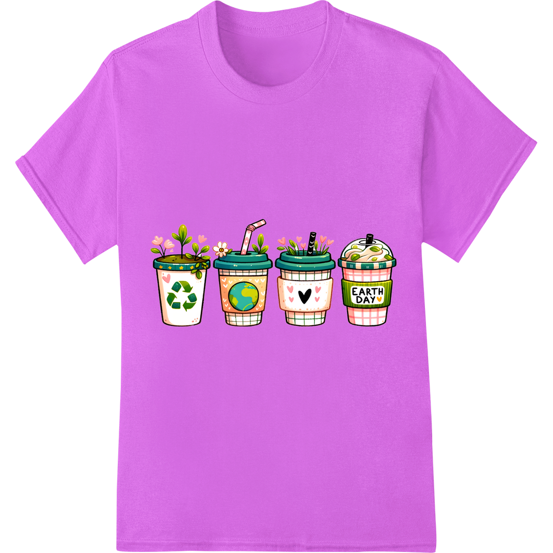 Eco-Friendly Earth Day Recycling Bins DTF Print Transfer on purple shirt - SUPERDTF-DTF Prints-DTF Transfers-Custom DTF Prints