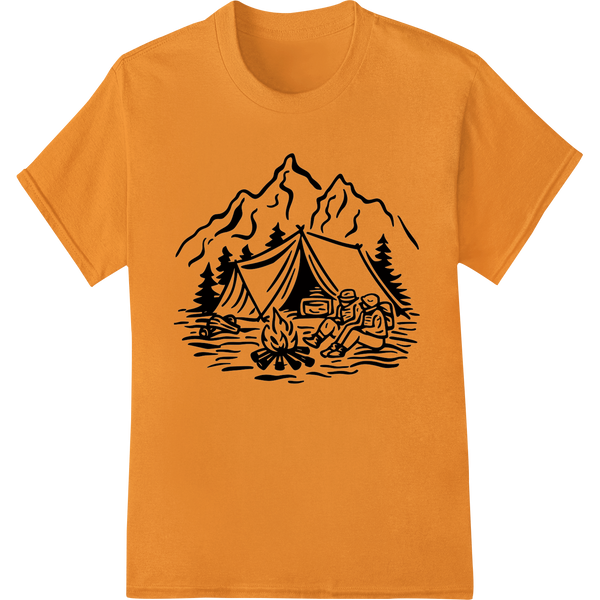 Embrace the Wilderness: Stunning Camping DTF Heat Transfer on orange shirt - SUPERDTF-DTF Prints-DTF Transfers-Custom DTF Prints