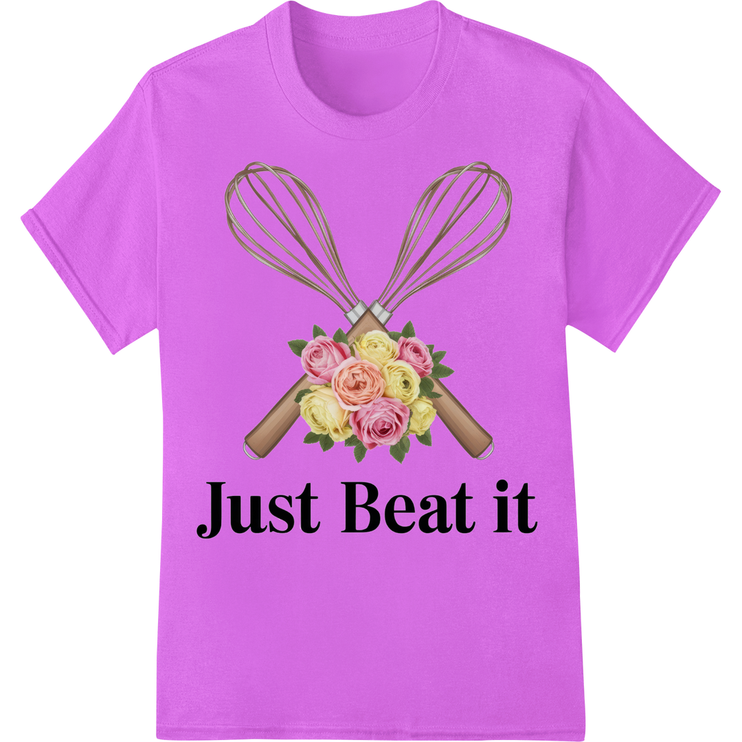 Whisk Away Kitchen Blues with 'Just Beat It' Funny Print on purple shirt - SUPERDTF-DTF Prints-DTF Transfers-Custom DTF Prints