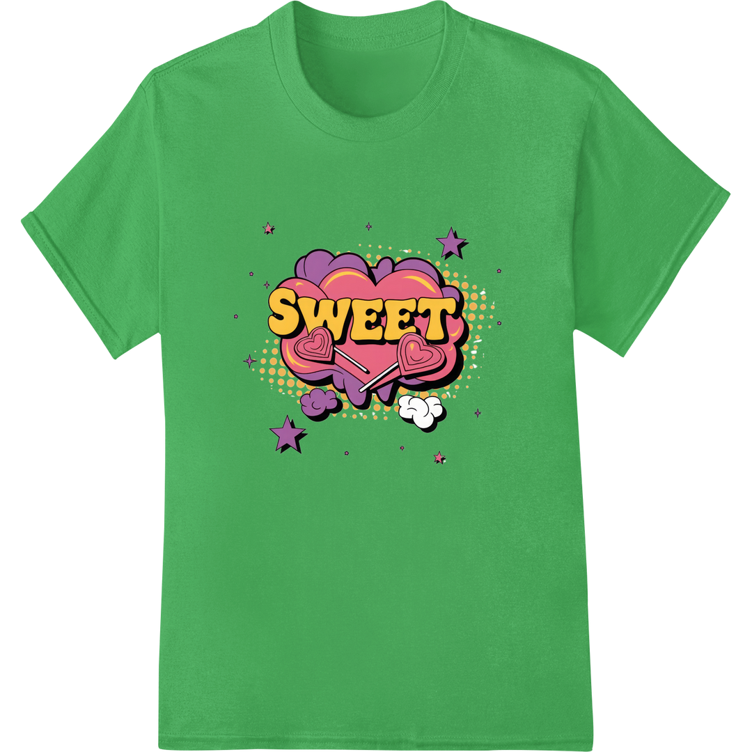 Sweet Valentine: Vibrant Pop Art DTF Print Heat Transfer on green shirt - SUPERDTF-DTF Prints-DTF Transfers-Custom DTF Prints