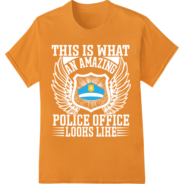 Bold Police Hat Icon DTF Print Transfer | Eye-Catching Design on orange shirt - SUPERDTF-DTF Prints-DTF Transfers-Custom DTF Prints