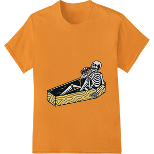 Expert digital printing craftsmanship on Skeleton in Wooden Coffin: Spooky Halloween DTF Transfer