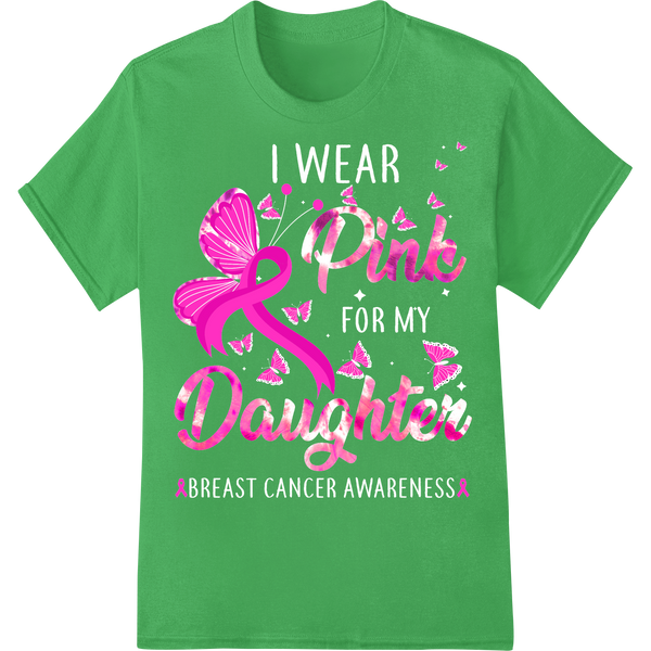 Pink Daughter Butterfly DTF Print Heat Transfer on green shirt - SUPERDTF-DTF Prints-DTF Transfers-Custom DTF Prints