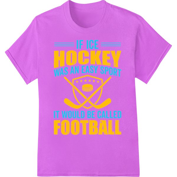 Witty Ice Hockey vs Football DTF Print Transfer - Bold Fan on purple shirt - SUPERDTF-DTF Prints-DTF Transfers-Custom DTF Prints