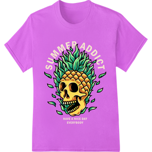 Unique t shirt prints for Summer Addict: Skull Pineapple DTF Print Heat Transfer