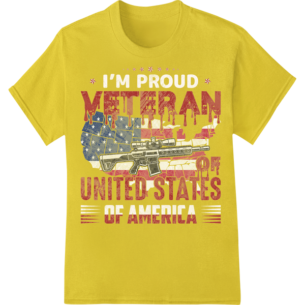 Patriotic Veteran USA Flag Rifle DTF Print Heat Transfer on yellow shirt - SUPERDTF-DTF Prints-DTF Transfers-Custom DTF Prints