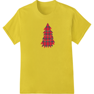 Festive Red Christmas Tree Heat Transfer Design showcasing advanced t shirt prints technology