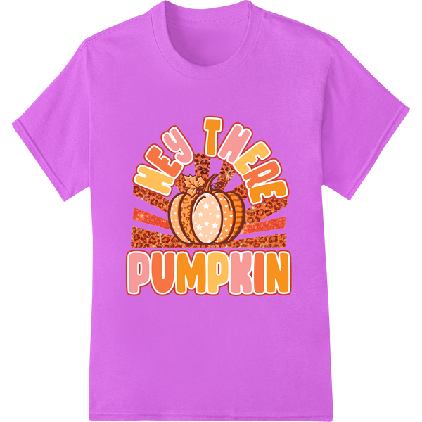 Hey There Pumpkin - Festive Fall DTF Print Heat Transfer on purple shirt - SUPERDTF-DTF Prints-DTF Transfers-Custom DTF Prints