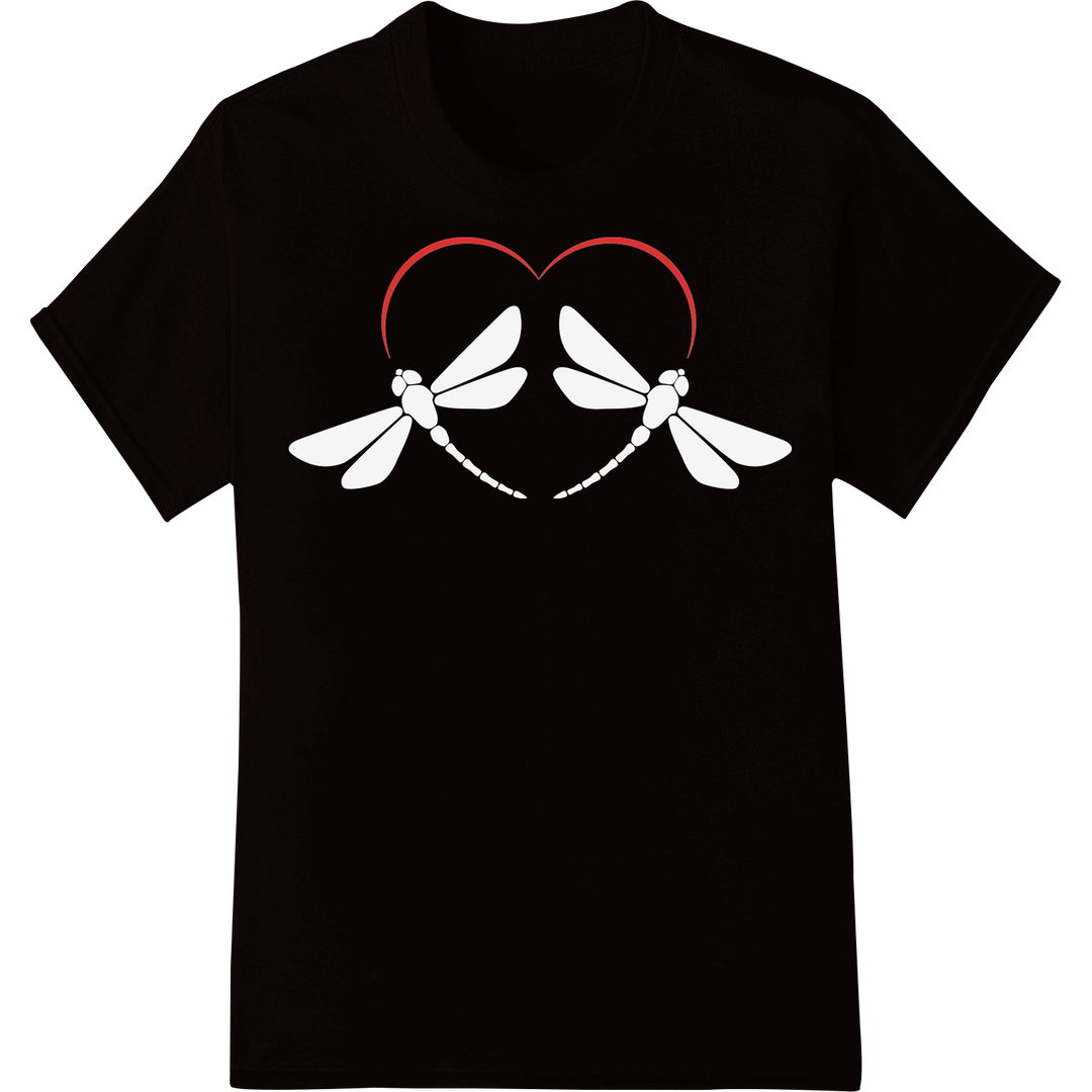 Retro Mustache Heart: Playful Valentine's Day DTF Print on black shirt - SUPERDTF-DTF Prints-DTF Transfers-Custom DTF Prints