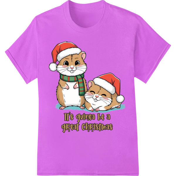 Adorable Christmas Hamster DTF Print Heat Transfer on purple shirt - SUPERDTF-DTF Prints-DTF Transfers-Custom DTF Prints