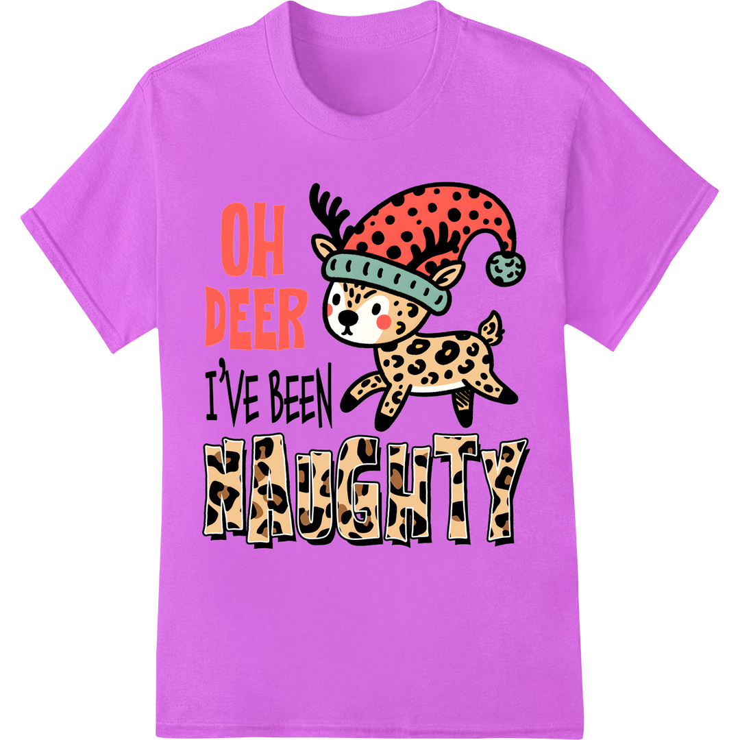 Funny Naughty Christmas Deer DTF Print Heat Transfer on purple shirt - SUPERDTF-DTF Prints-DTF Transfers-Custom DTF Prints