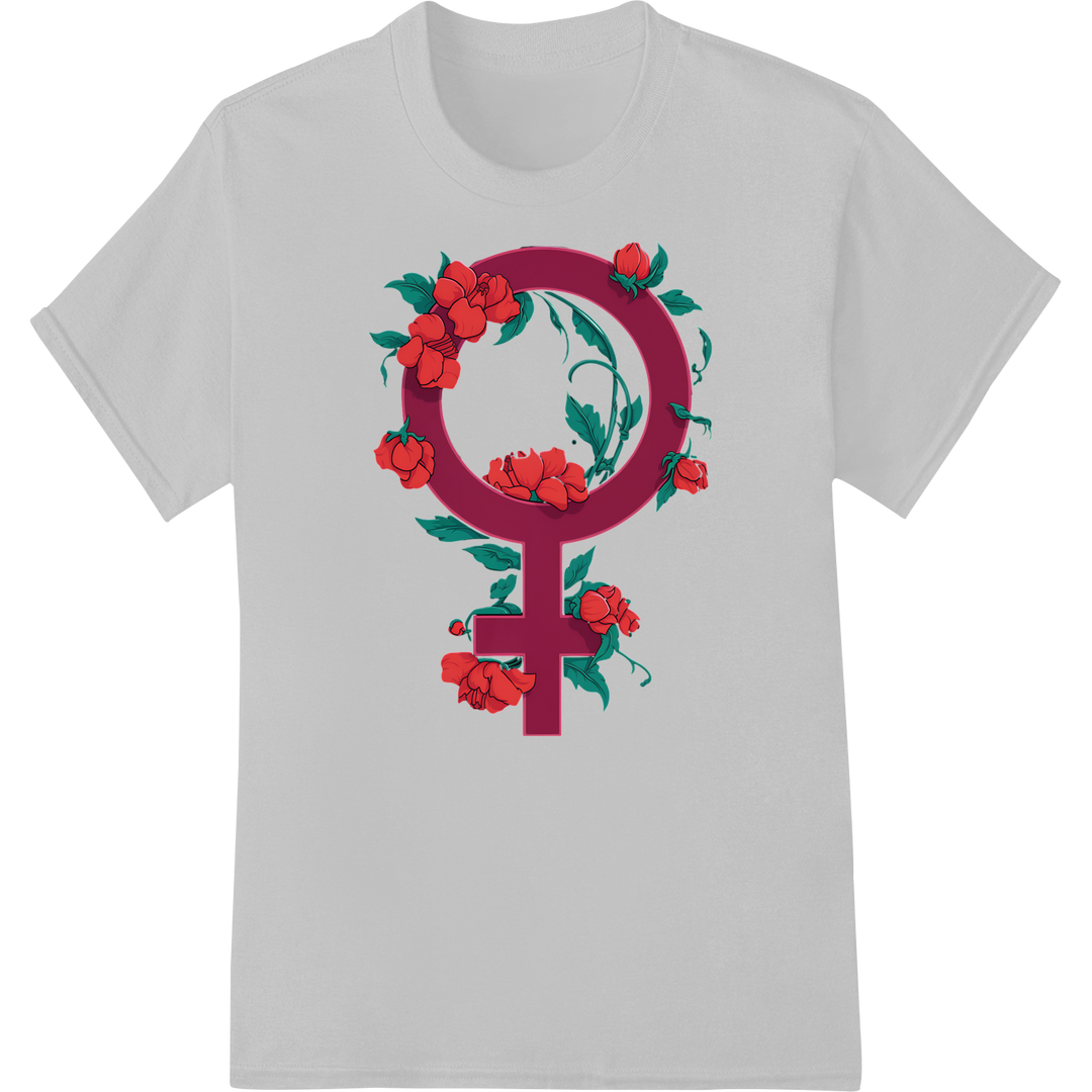 Bold Floral Female Symbol DTF Print for Women's Day on white shirt - SUPERDTF-DTF Prints-DTF Transfers-Custom DTF Prints