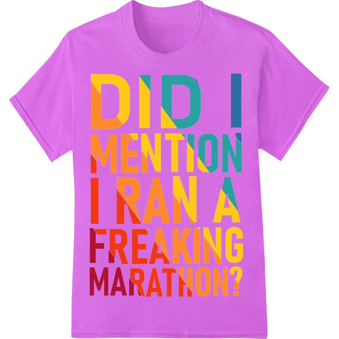 Declare Your Marathon Victory with this Bold DTF Print on purple shirt - SUPERDTF-DTF Prints-DTF Transfers-Custom DTF Prints