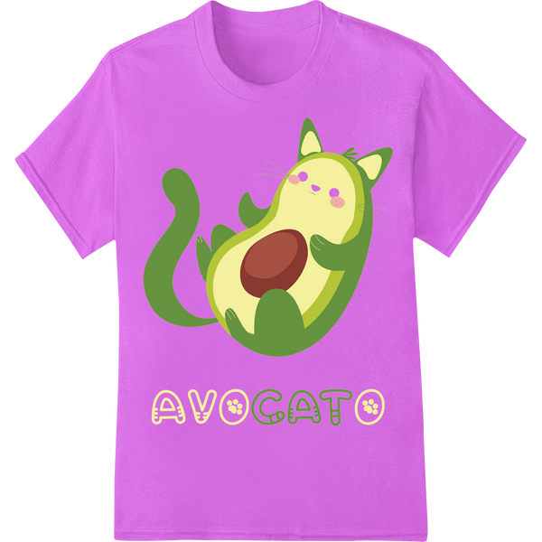 Purr-fectly Punny: 'Avocato' DTF Print for Cat Lovers on purple shirt - SUPERDTF-DTF Prints-DTF Transfers-Custom DTF Prints