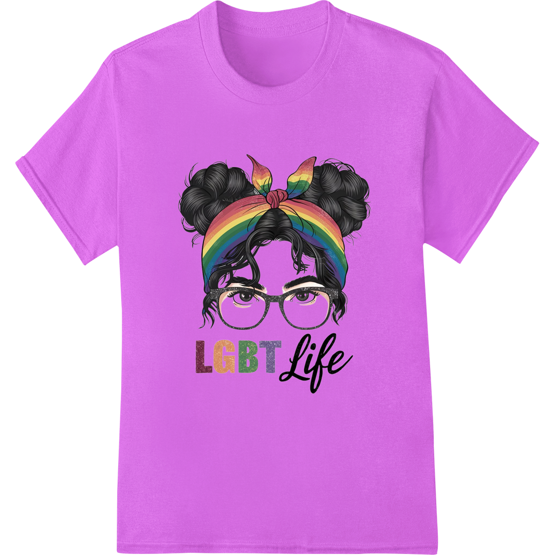 Vibrant LGBT Life DTF Print Heat Transfer | Pride Month Must-Have on purple shirt - SUPERDTF-DTF Prints-DTF Transfers-Custom DTF Prints