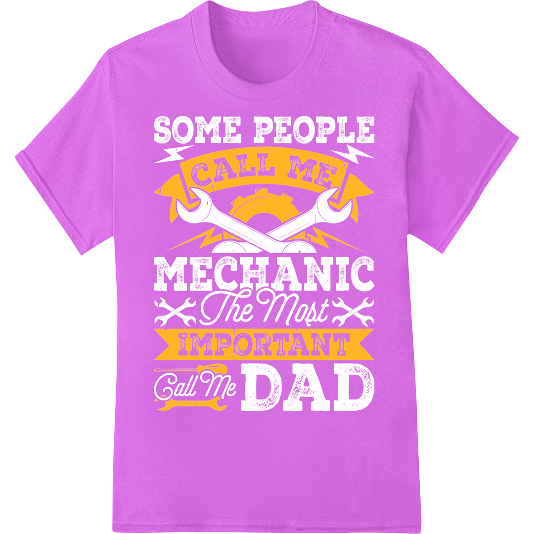 Bold 'Call Me Important' DTF Print Heat Transfer for Mechanics on purple shirt - SUPERDTF-DTF Prints-DTF Transfers-Custom DTF Prints