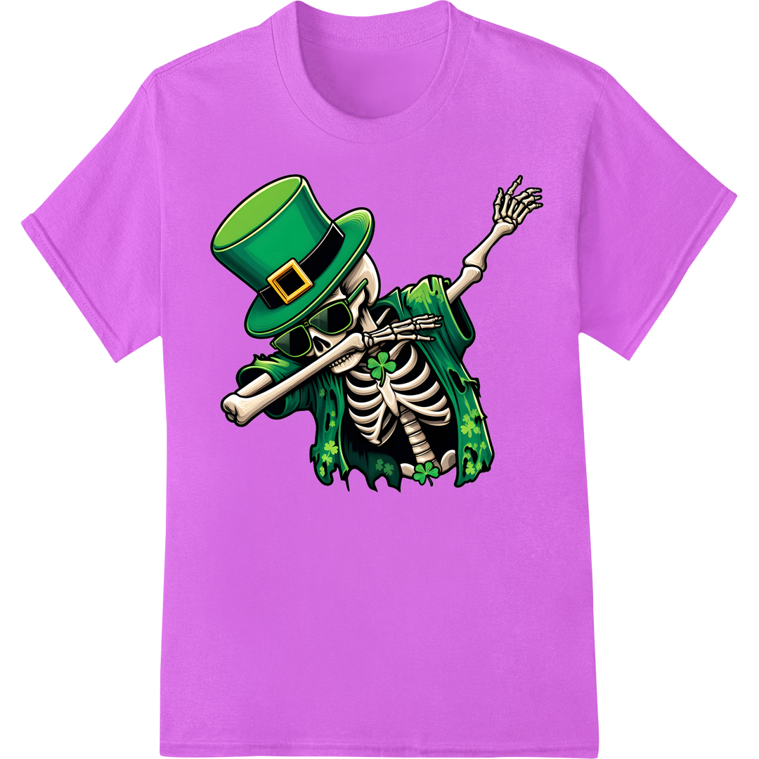 Edgy Skeleton Leprechaun: St. Patrick's Day DTF Print on purple shirt - SUPERDTF-DTF Prints-DTF Transfers-Custom DTF Prints