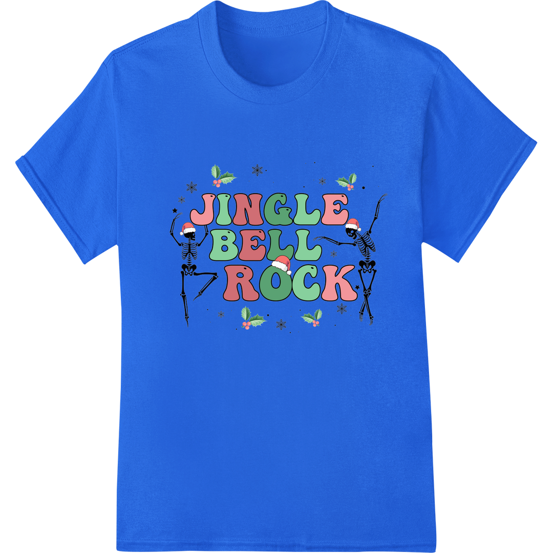 Festive 'Jingle Bell Rock' DTF Print Heat Transfer | Christmas on blue shirt - SUPERDTF-DTF Prints-DTF Transfers-Custom DTF Prints