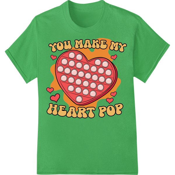 Pop Art Love: Valentine's Day DTF Print Heat Transfer on green shirt - SUPERDTF-DTF Prints-DTF Transfers-Custom DTF Prints