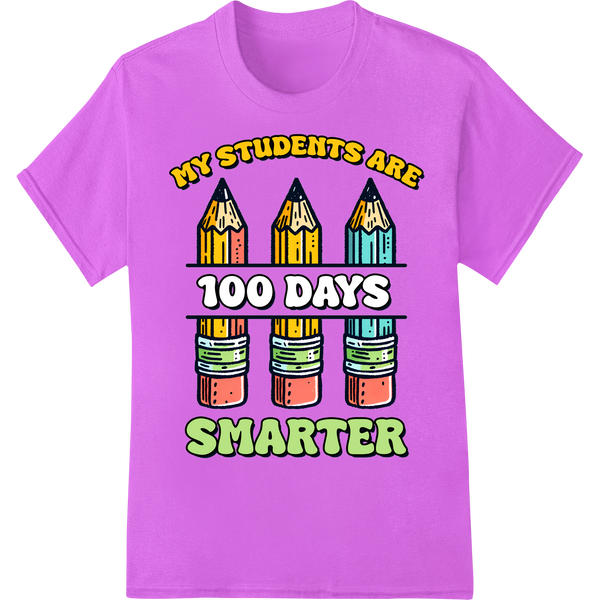 100 Days Smarter DTF School Milestone Heat Transfer Print on purple shirt - SUPERDTF-DTF Prints-DTF Transfers-Custom DTF Prints