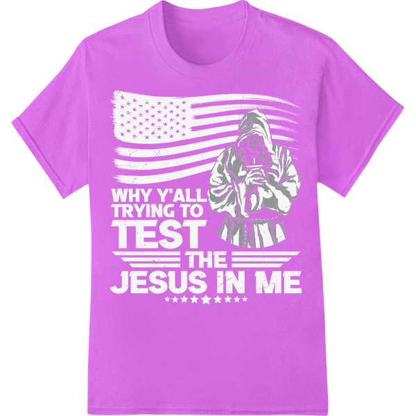 Faithful Prayer: Inspiring Religious DTF Heat Transfer on purple shirt - SUPERDTF-DTF Prints-DTF Transfers-Custom DTF Prints