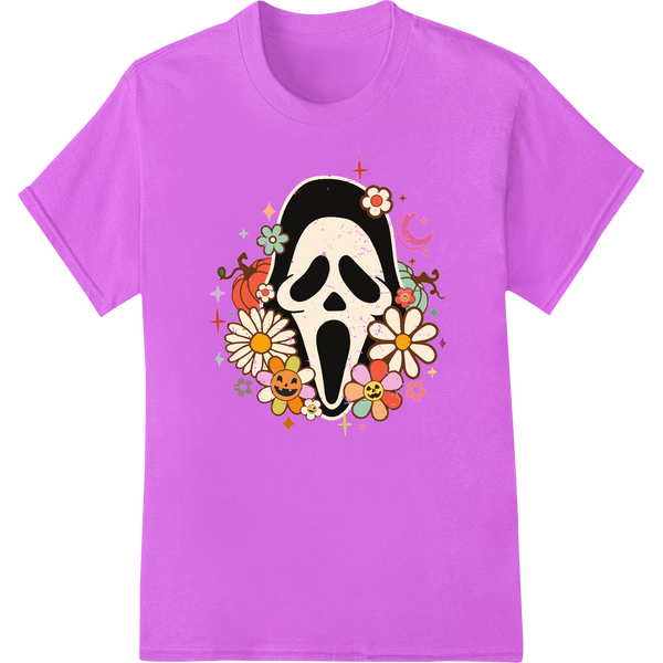 Adorable Ghost Cartoon Heat Transfer - Halloween Fun on purple shirt - SUPERDTF-DTF Prints-DTF Transfers-Custom DTF Prints