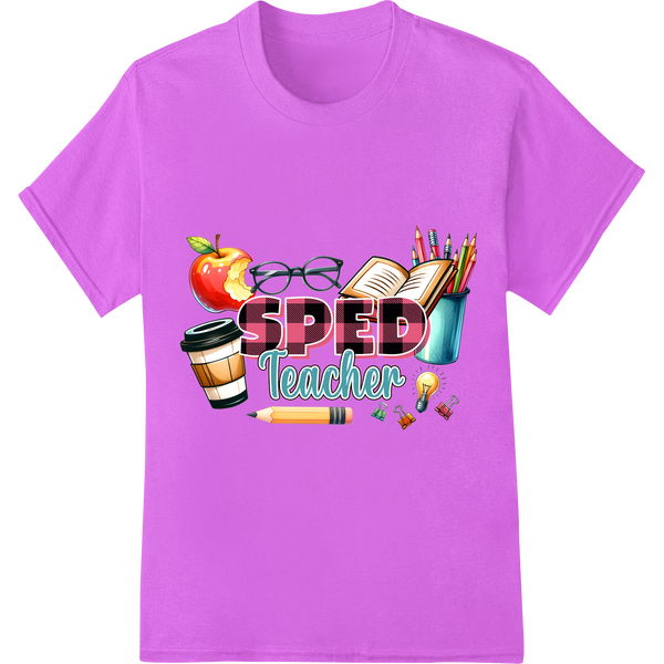 Vibrant SPED Teacher DTF Print Transfer | School Pride Gear on purple shirt - SUPERDTF-DTF Prints-DTF Transfers-Custom DTF Prints