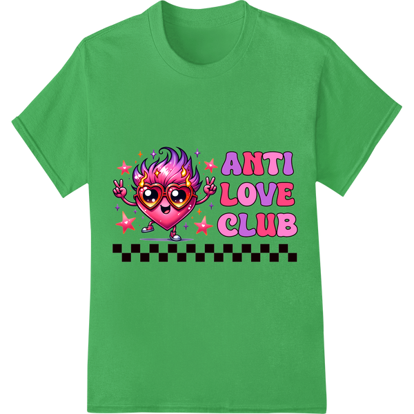 Trendy 'Anti Love Club' Valentine's Day DTF Print Transfer on green shirt - SUPERDTF-DTF Prints-DTF Transfers-Custom DTF Prints