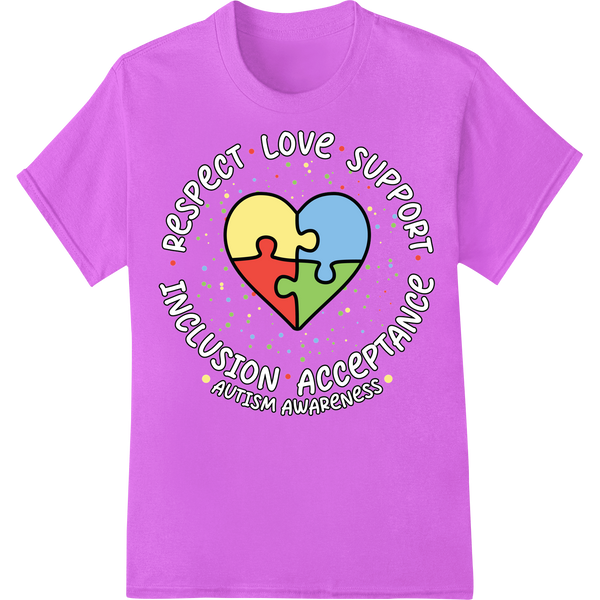 Autism Awareness: Respect, Love, Support DTF Print Transfer on purple shirt - SUPERDTF-DTF Prints-DTF Transfers-Custom DTF Prints