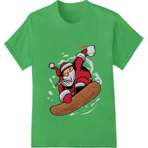 Durable DTF prints applied to Surfin' Santa Claus Radical Christmas Heat Transfer Print