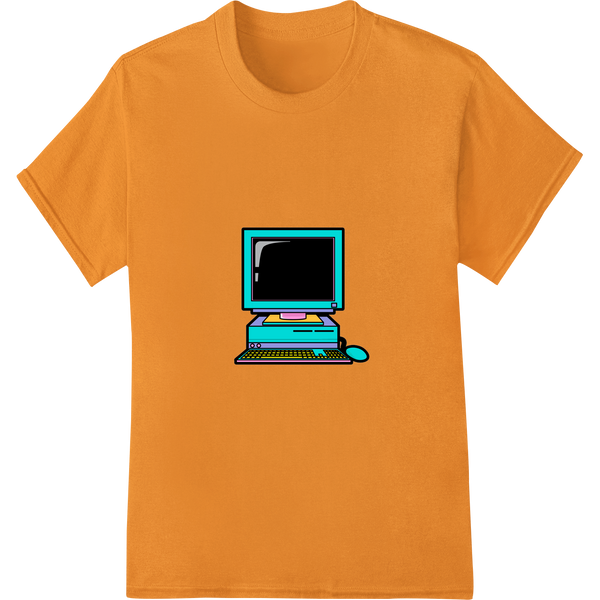 Retro Computer Monitor DTF Print Heat Transfer on orange shirt - SUPERDTF-DTF Prints-DTF Transfers-Custom DTF Prints