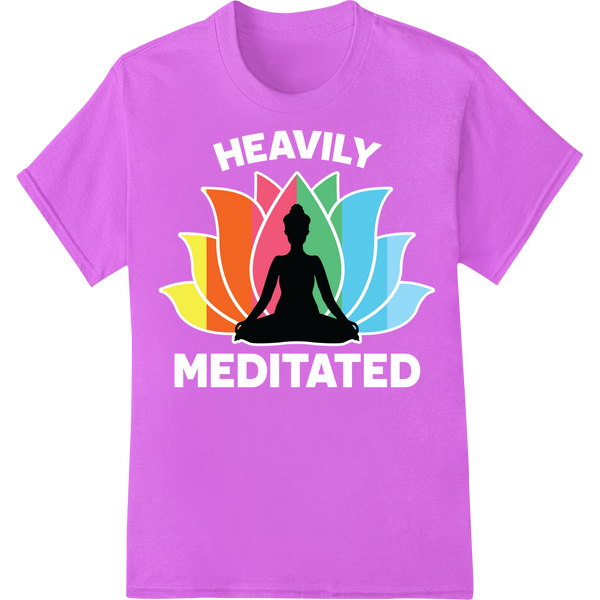 Vibrant Lotus Meditation: Colorful Yoga DTF Print Transfer on purple shirt - SUPERDTF-DTF Prints-DTF Transfers-Custom DTF Prints