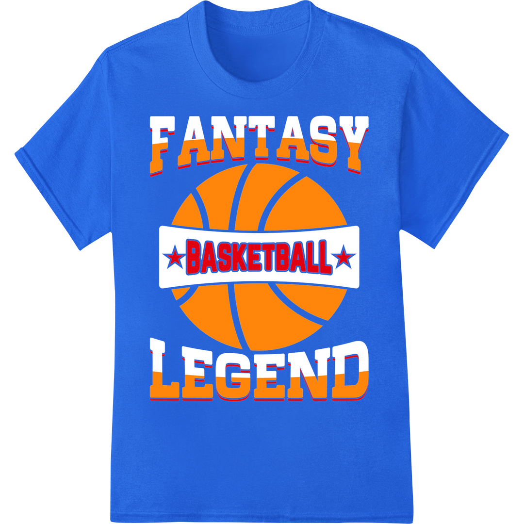 Fantasy Basketball Legend: Unleash Your Inner Champion on blue shirt - SUPERDTF-DTF Prints-DTF Transfers-Custom DTF Prints