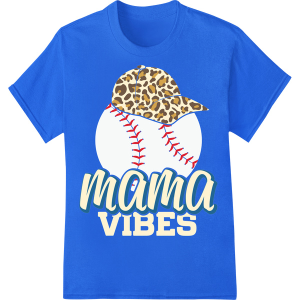 Fierce Leopard Print 'Mama' Baseball Mom DTF Heat Transfer on blue shirt - SUPERDTF-DTF Prints-DTF Transfers-Custom DTF Prints