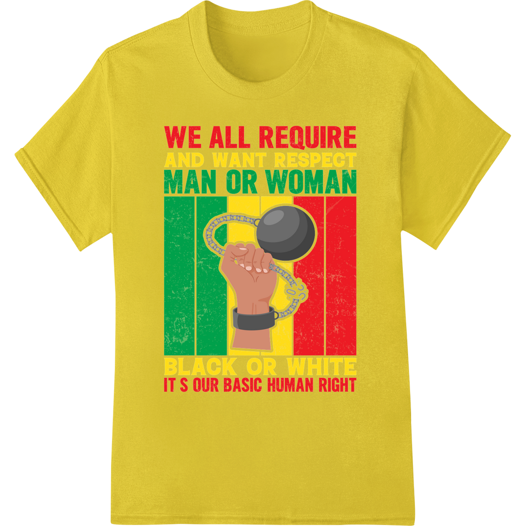 Juneteenth Equality Fist 'Basic Human Right' DTF Print on yellow shirt - SUPERDTF-DTF Prints-DTF Transfers-Custom DTF Prints