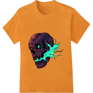 Vibrant innovative apparel printing print on Flaming Skull: Edgy Halloween DTF Print Heat Transfer