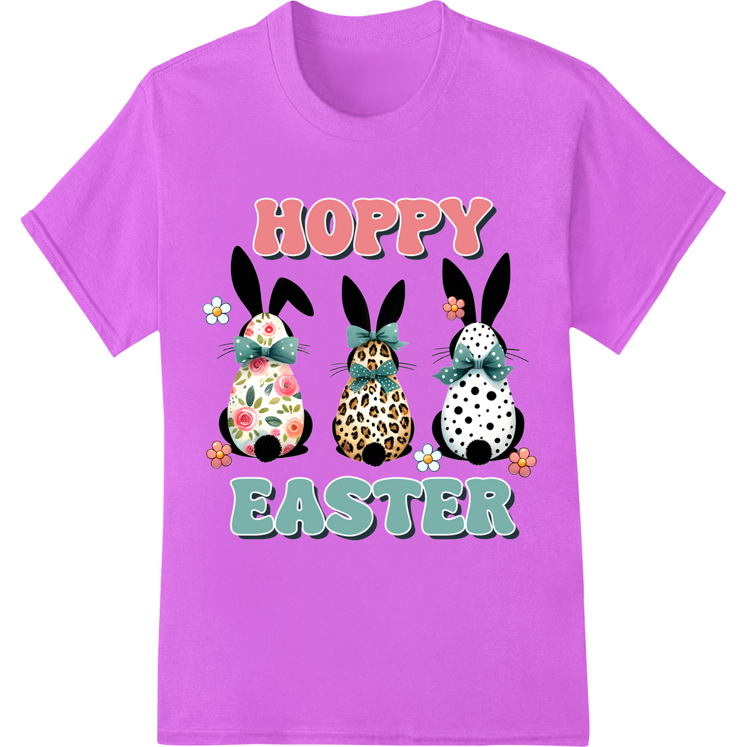 Retro Easter Bunnies: Adorable Vintage-Style DTF Print on purple shirt - SUPERDTF-DTF Prints-DTF Transfers-Custom DTF Prints