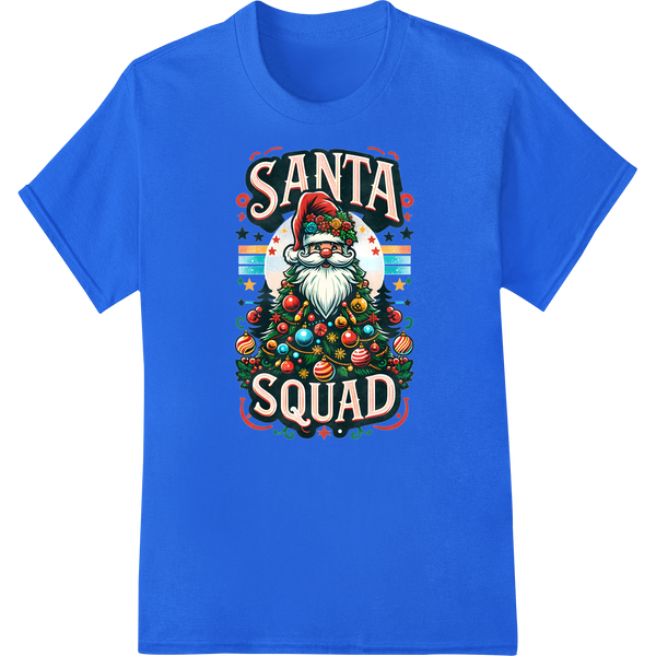 Jolly Santa Claus DTF Print Heat Transfer | Christmas on blue shirt - SUPERDTF-DTF Prints-DTF Transfers-Custom DTF Prints