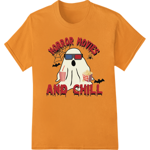 Innovative direct to film printing design on Horror Movies & Chill: Spooky Halloween Heat Transfer