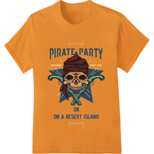 Premium quality garment printing on Pirate Skull Party: Super DTF's Epic Desert Island Bash