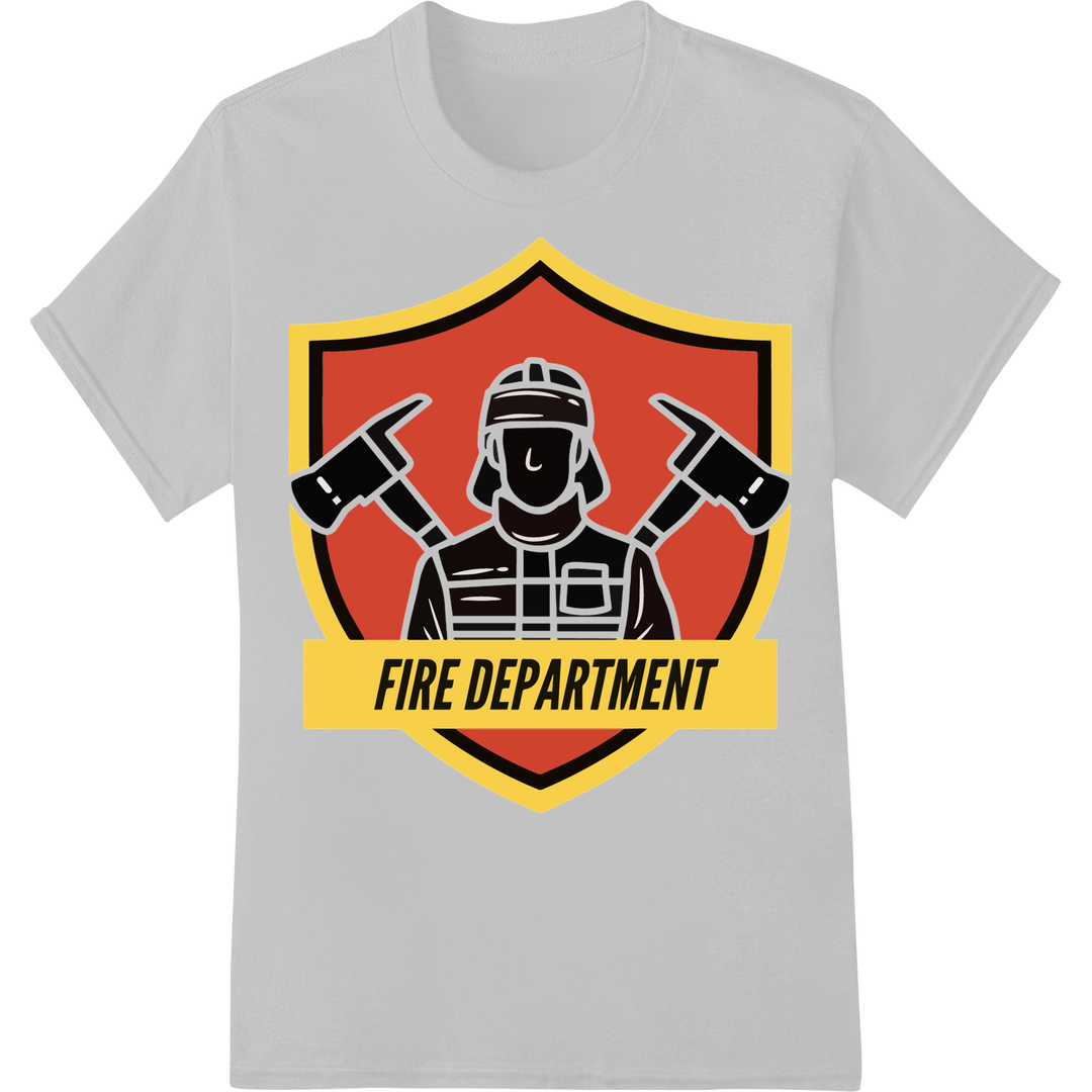 Bold Firefighter Shield DTF Print Heat Transfer | Tribute Tee on white shirt - SUPERDTF-DTF Prints-DTF Transfers-Custom DTF Prints